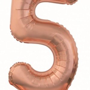 Godan Balon Foliowy Stojący Cyfra 5 Różowe Złoto 74Cm