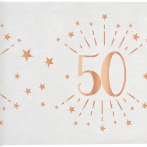 Santex Dekoracja Bieżnik Na Stół Z Nadrukiem Na 50 Urodziny Sparkling Różowe Złoto 5M 1Szt