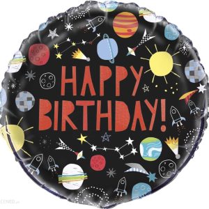 Unique Balon Foliowy Happy Birthday Kosmos 46Cm 1Szt